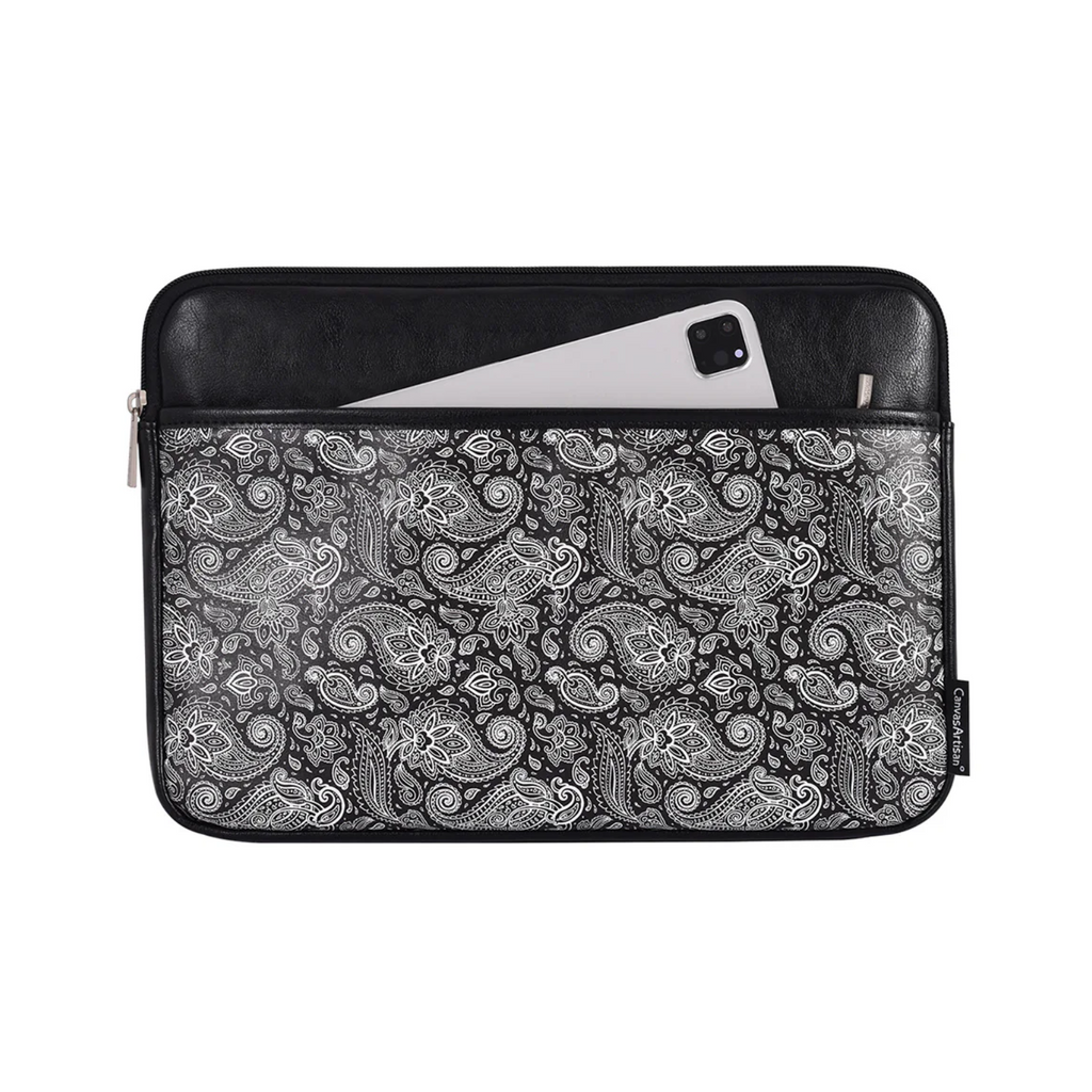 Slim Laptop Sleeve – Lightweight PU Case with Floral Paisley Print (11"-15")