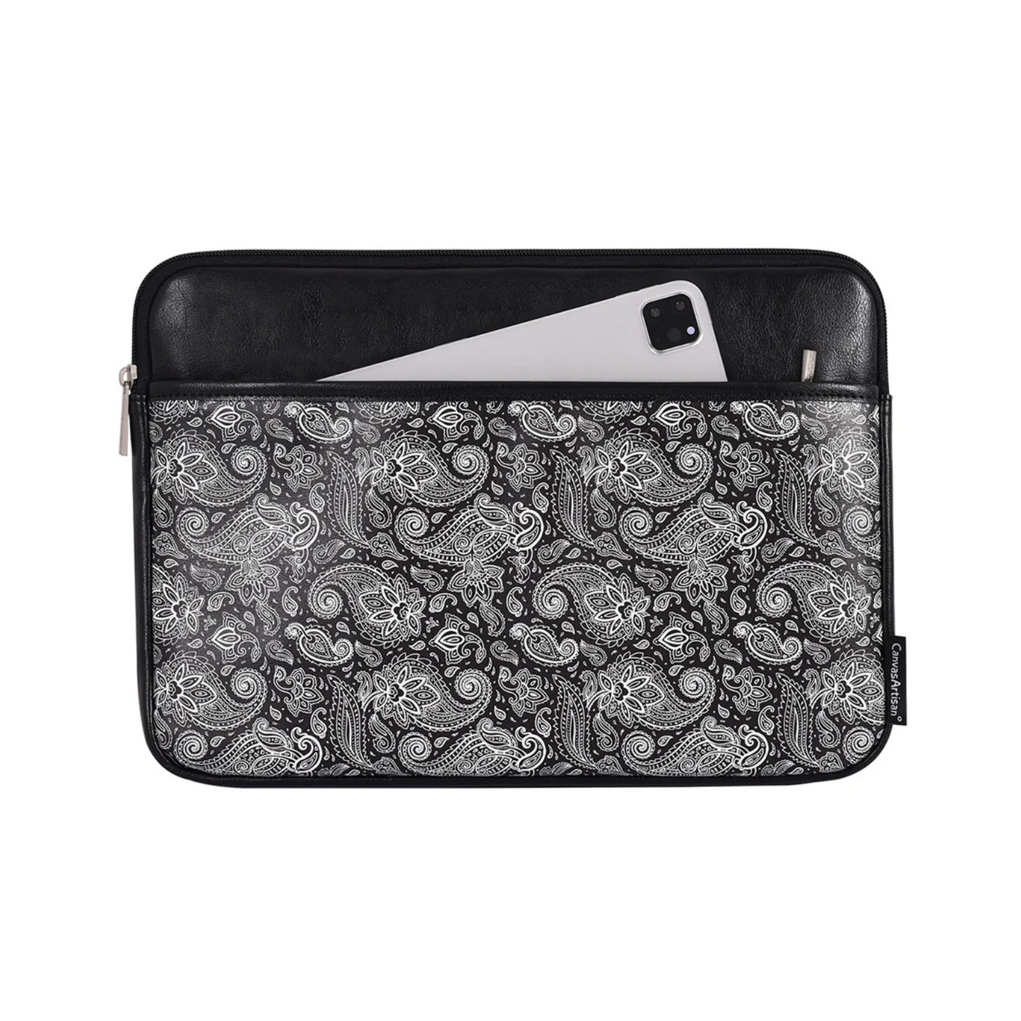 Slim Laptop Sleeve – Lightweight PU Case with Floral Paisley Print (11"-15")