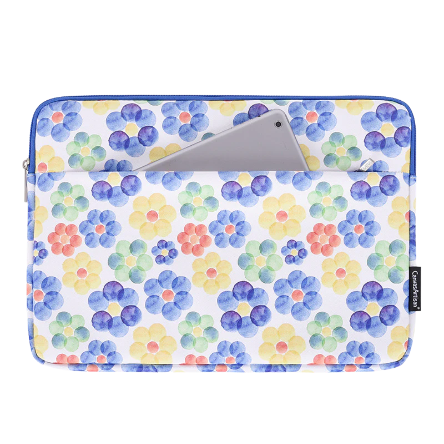 Waterproof Laptop Sleeve Case – Leather Case with Watercolor Flower Print, 11–15 Inch