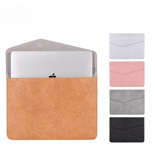 Minimalist PU Leather Laptop Sleeve – Shock-Resistant Case for MacBook (13.3"–16.2")