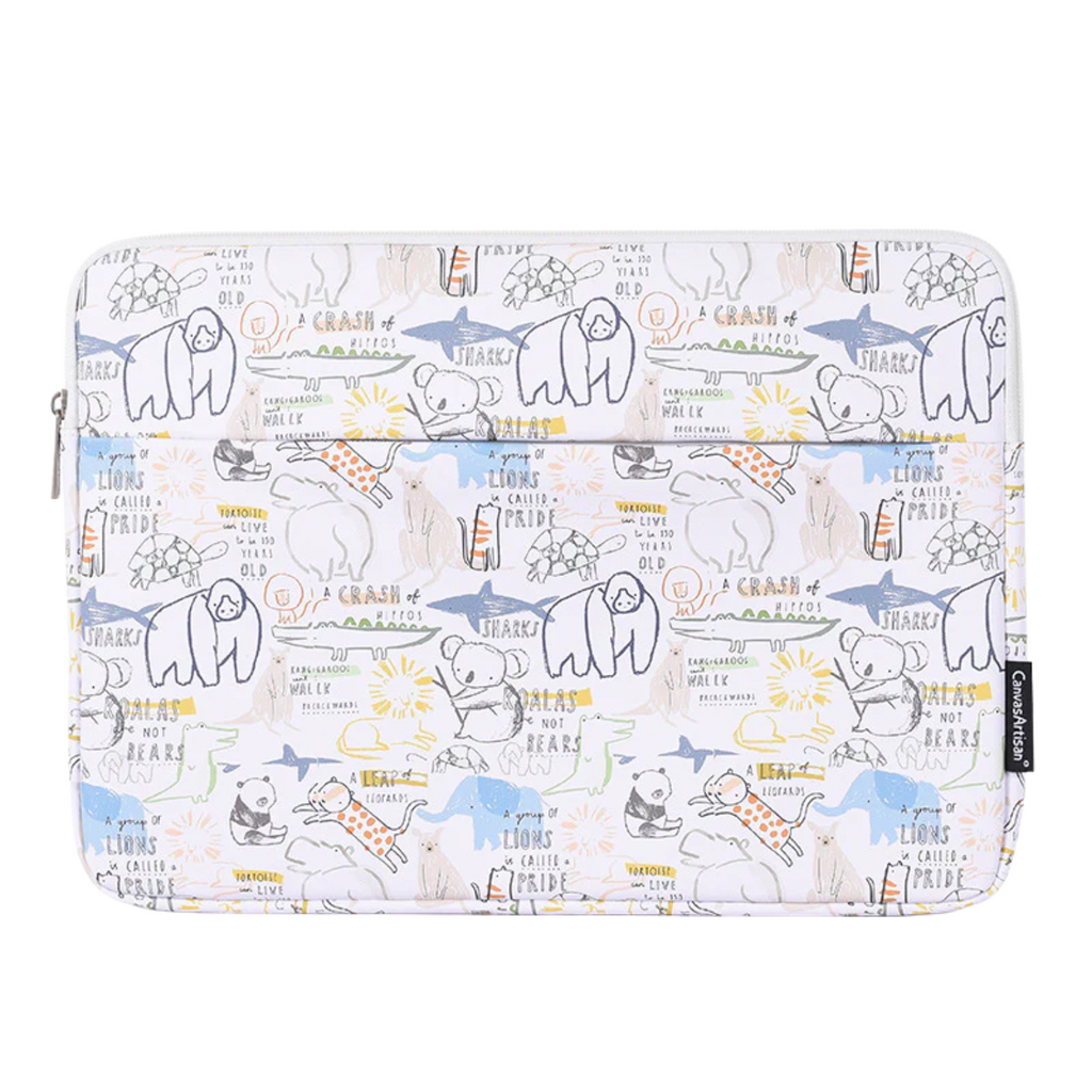Waterproof Laptop Sleeve for 11–15 Inch – Shockproof PU Case with Safari Cartoon Print