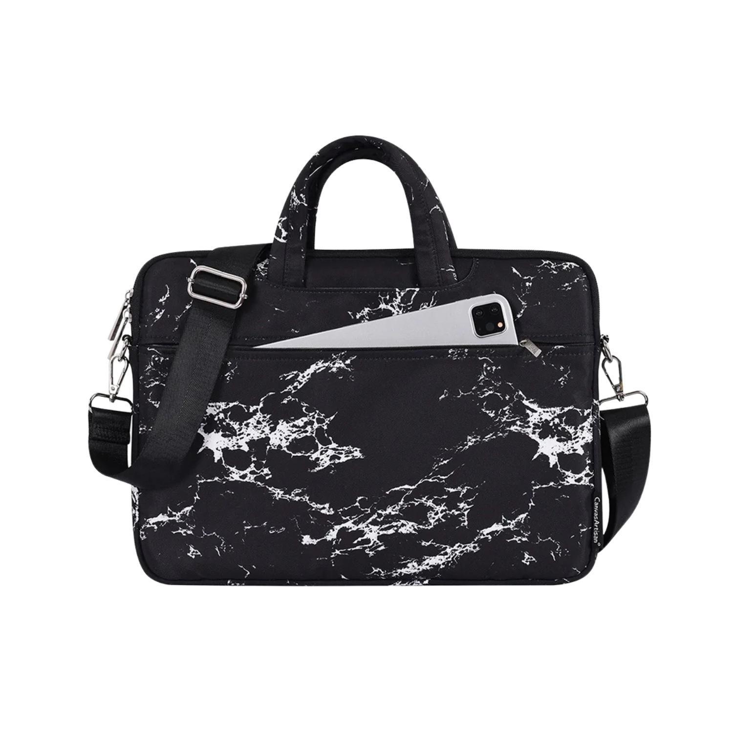 Marble Print Waterproof Laptop Bag – Fits 13" to 15" – Briefcase with Front Pocket