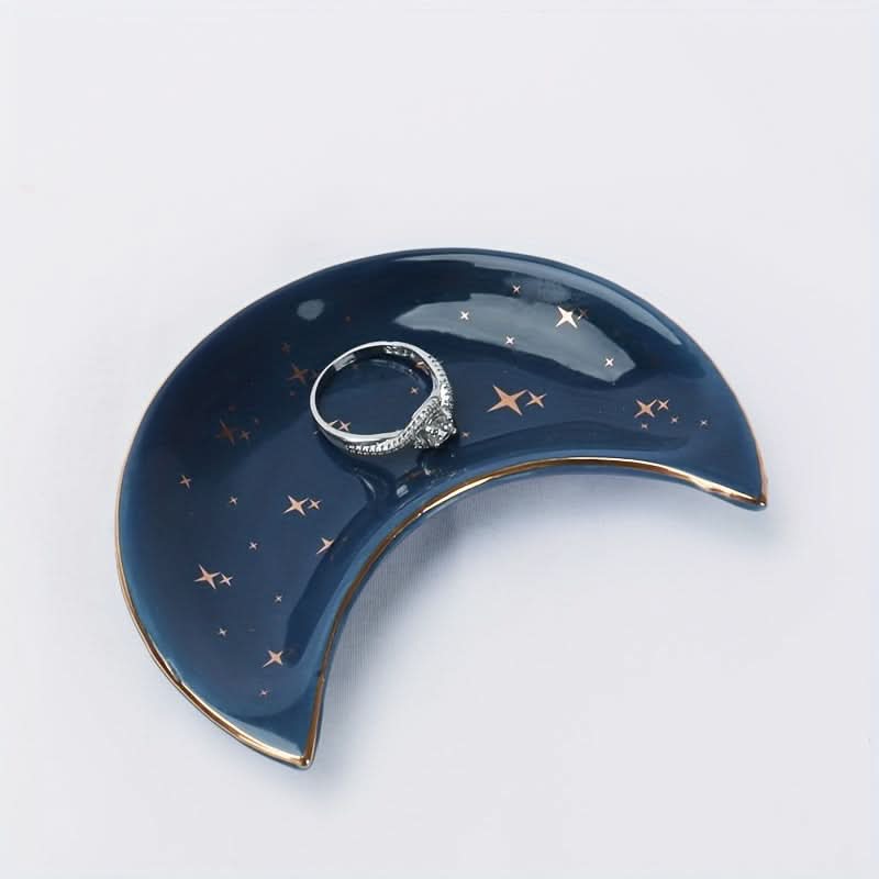 Exquisite Ceramic Moon-Shaped Jewelry Dish – Versatile Home Decor