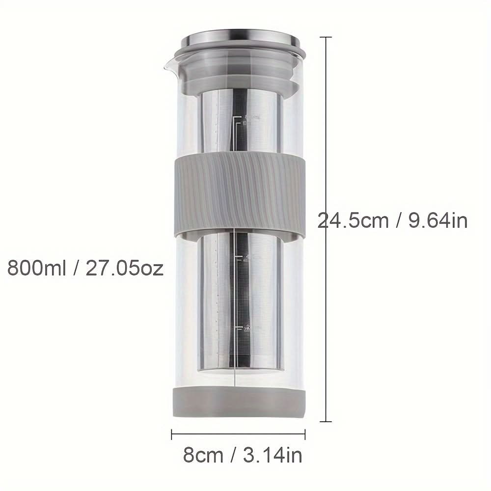 Portable Cold Brew Coffee Maker – 27oz Glass Tea Infuser