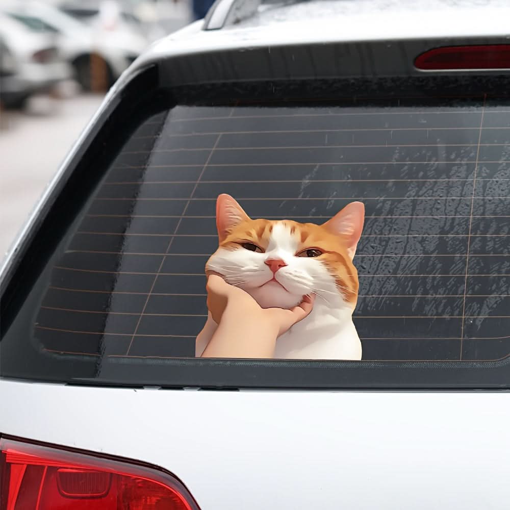 Cute Orange Cat Window Decal – Fantasy Animal Sticker for Car & Home Décor