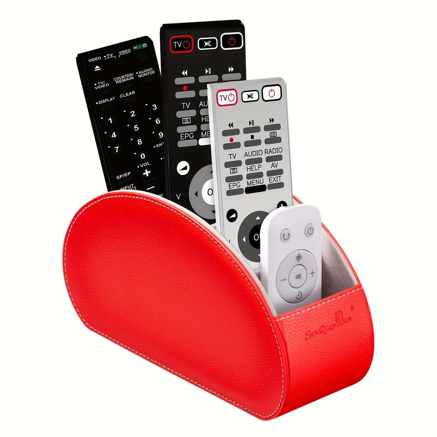5-Compartment PU Leather Remote Organizer Box