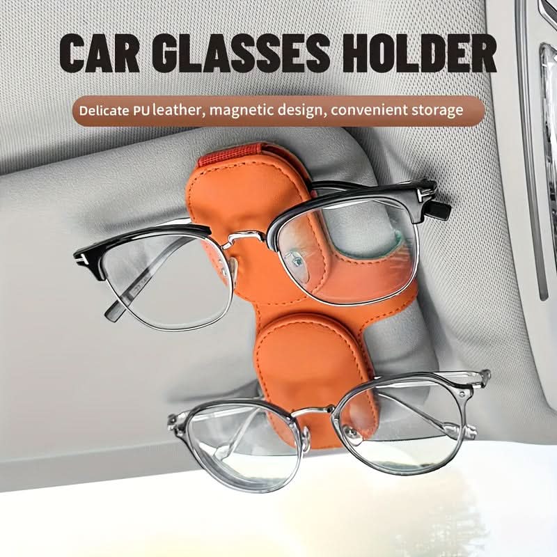 Magnetic PU Leather Car Visor Glasses Holder