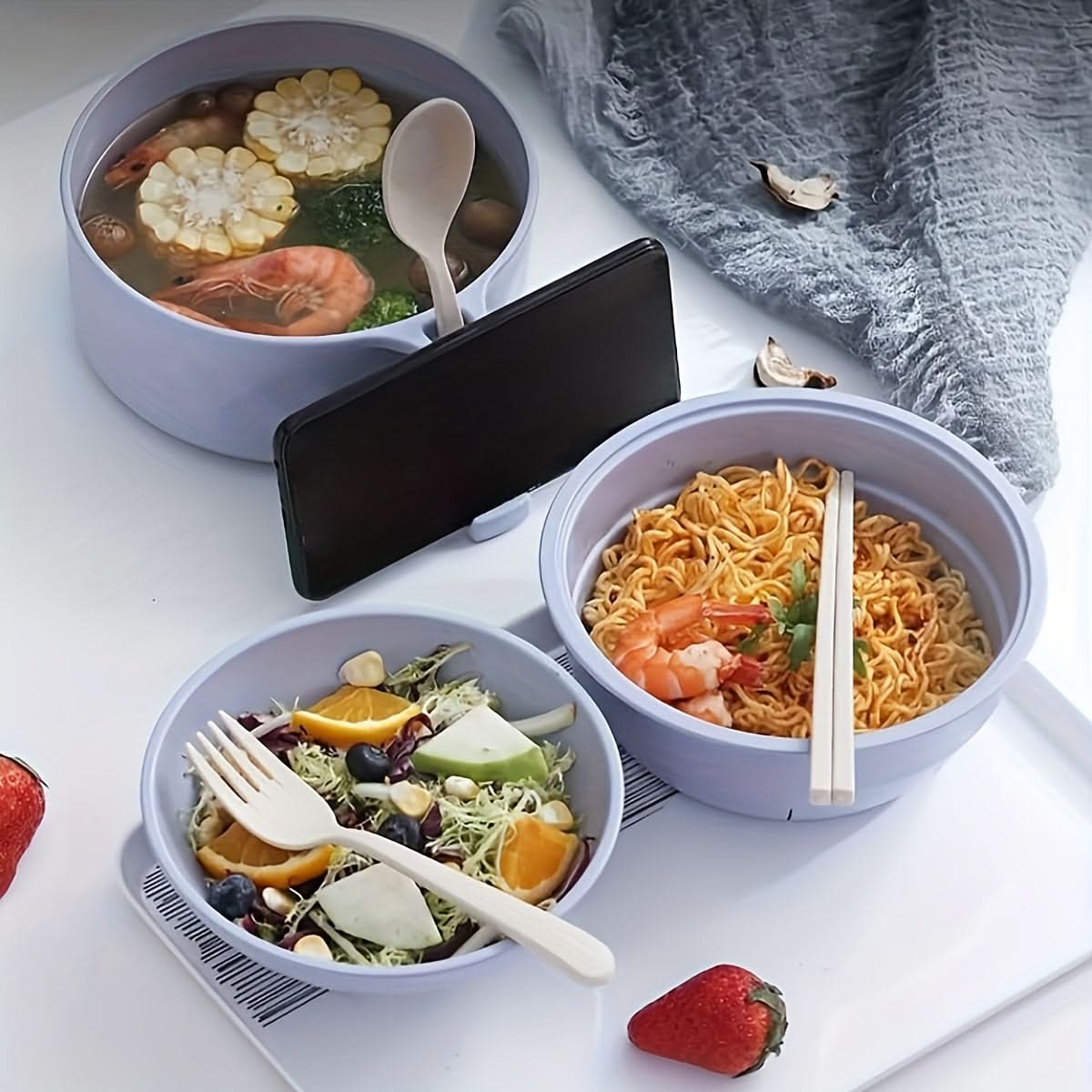 Microwave Ramen Bowl Set – Instant Noodles Cooker with Chopsticks