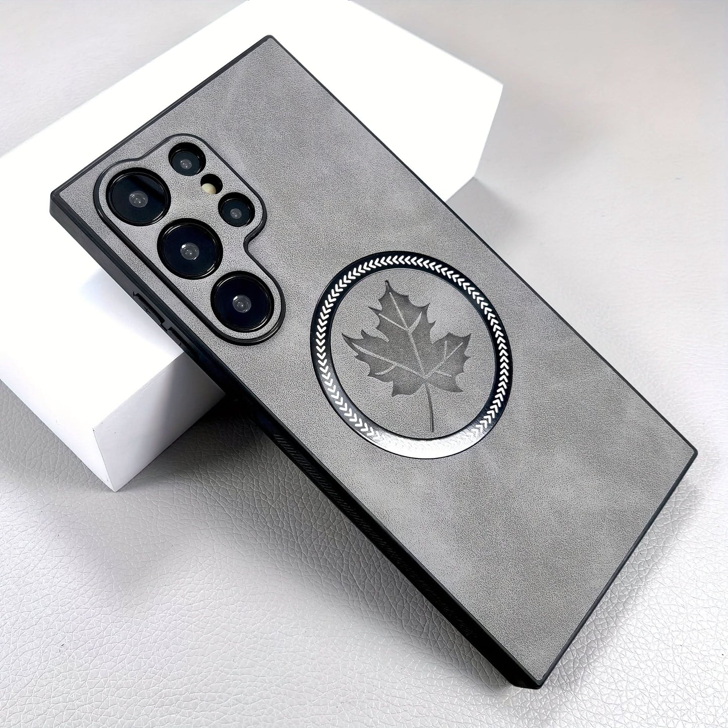 Retro Faux Leather Samsung Case with MagSafe