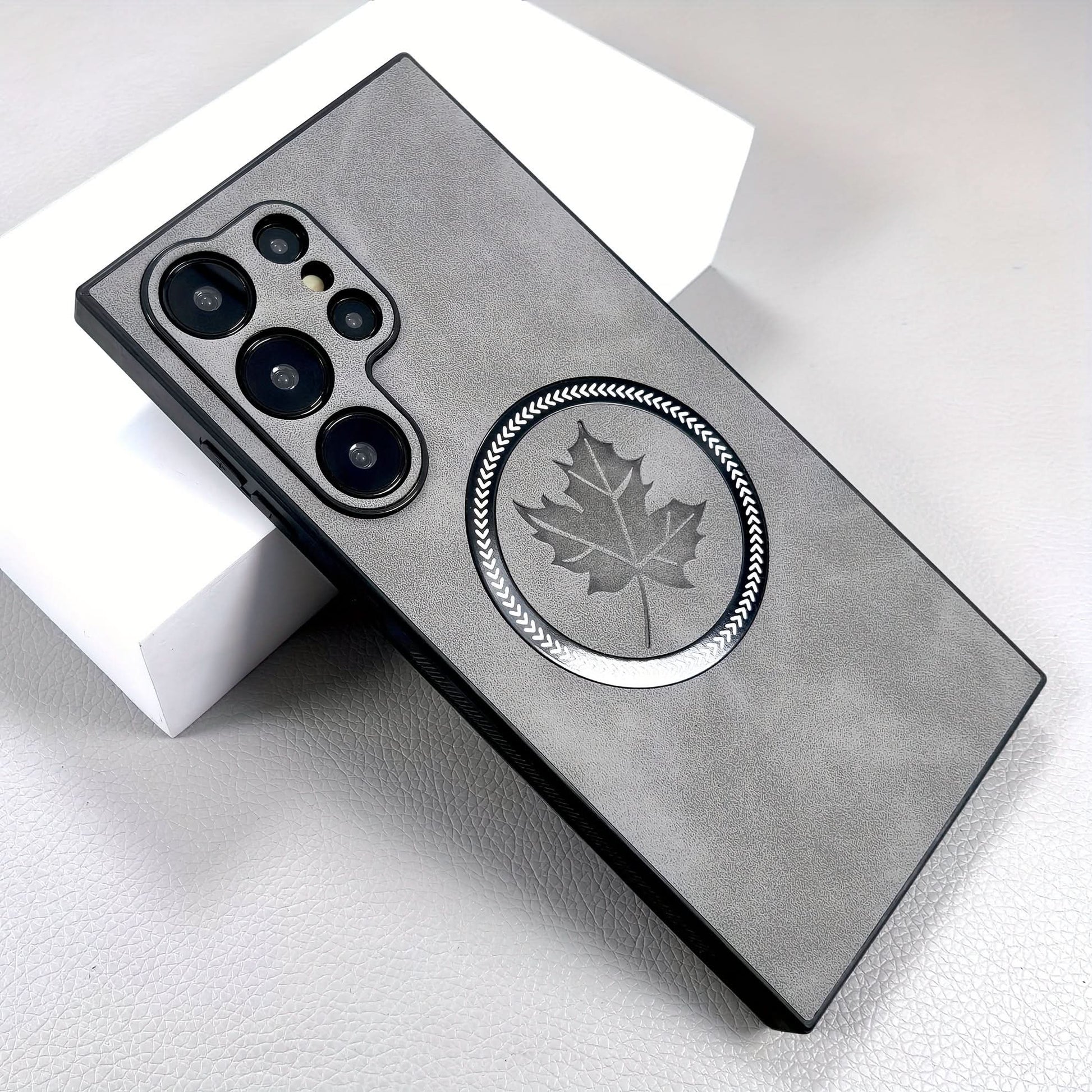 Retro Faux Leather Samsung Case with MagSafe