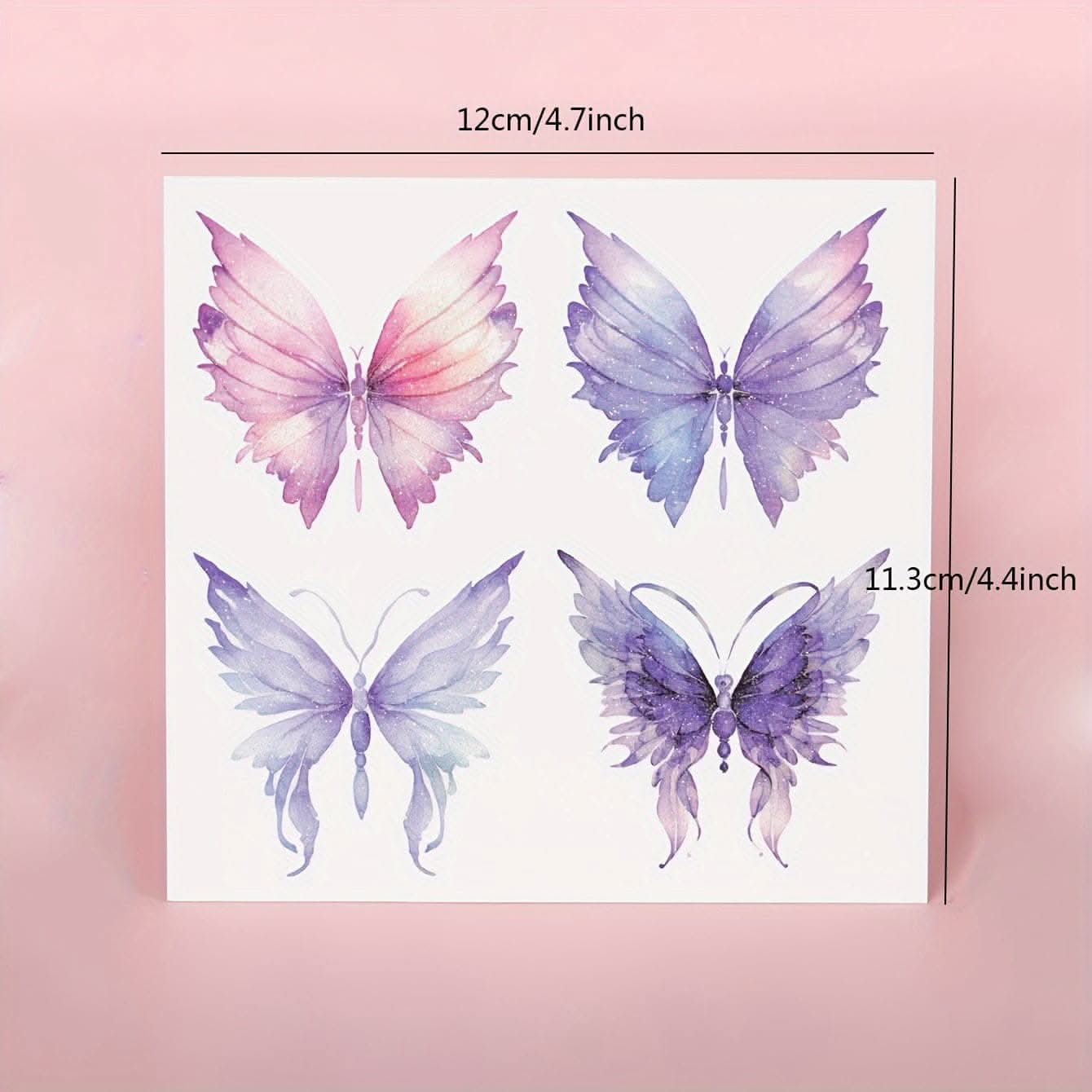 3pc Purple Butterfly Glitter Tattoo Stickers –  3D Diamond Face Decoration Set