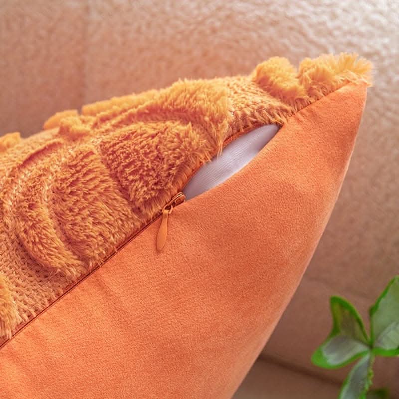 Chic Pumpkin Geometric Wool Cushion Cover