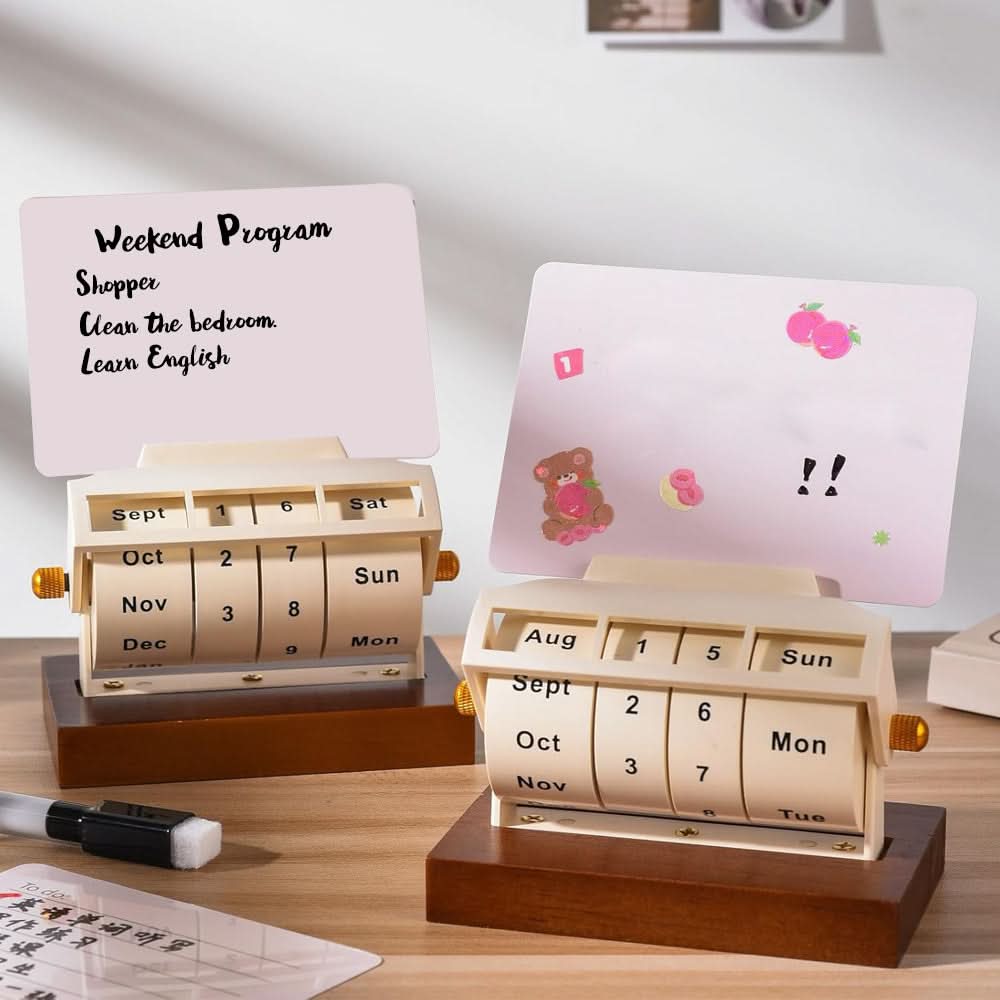 Wooden Desk Calendar with Memo Pad