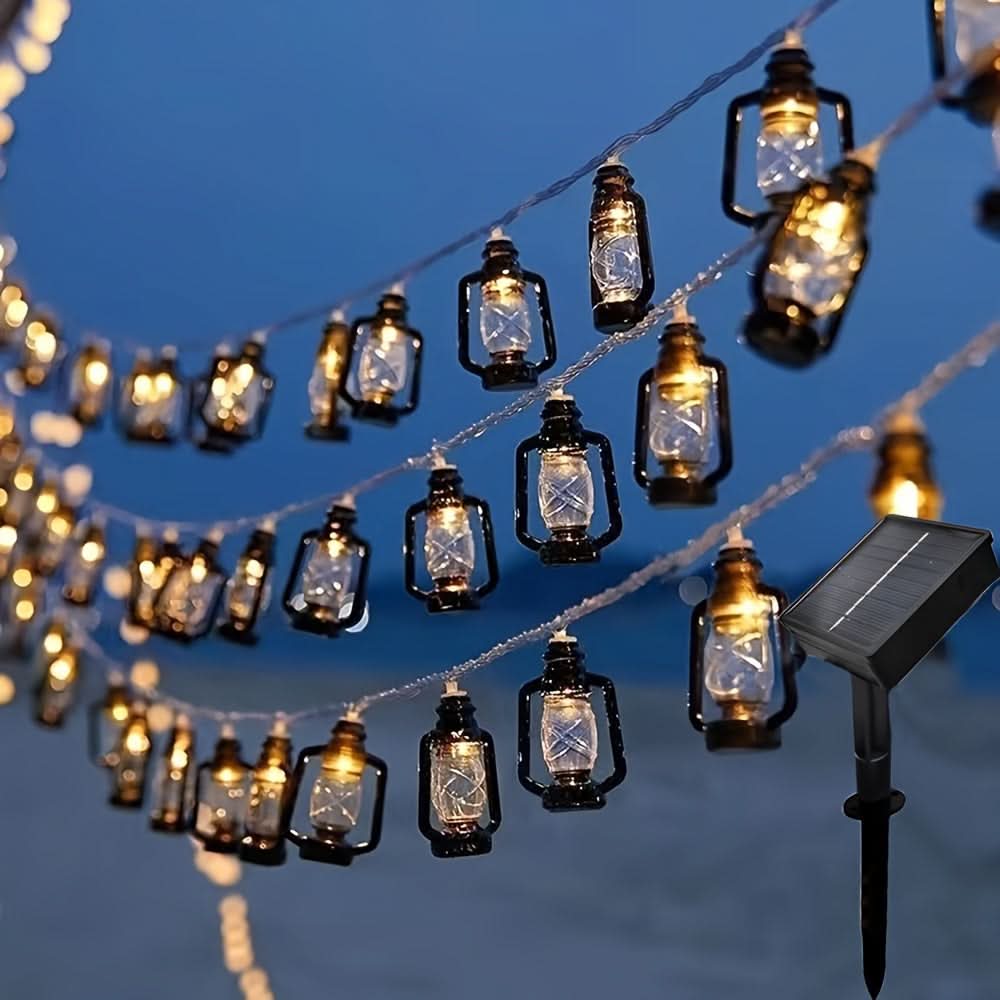 Solar-Powered Antique Lantern Fairy Lights, 6.3 meters