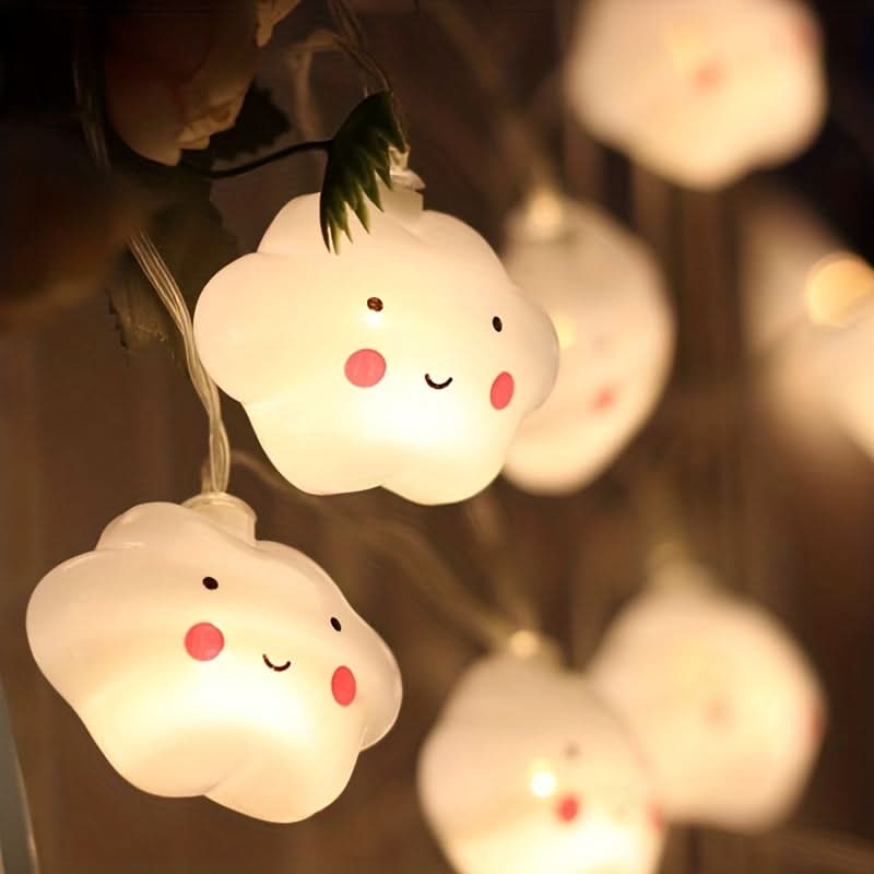 Smile Cloud LED String Lights - Battery-Powered, Christmas, Indoor/Outdoor