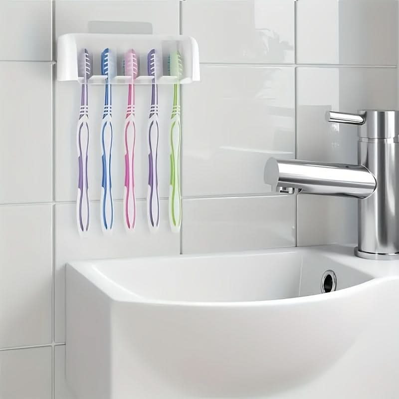 5-Slot Wall-Mounted Toothbrush Holder with Cover