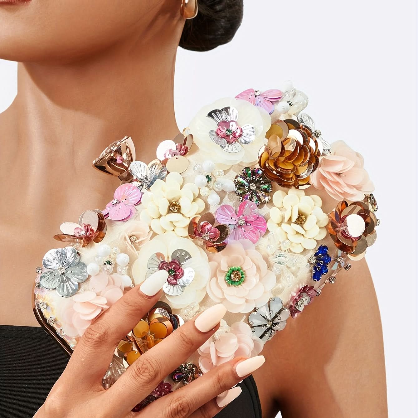 Mini Rhinestone Flower Clutch for Women