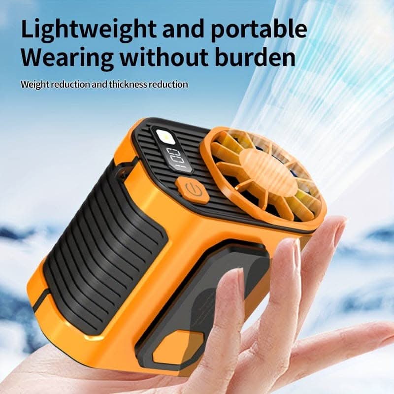 5000mAh Portable Waist Clip Fan – Rechargeable USB Fan with Flashlight