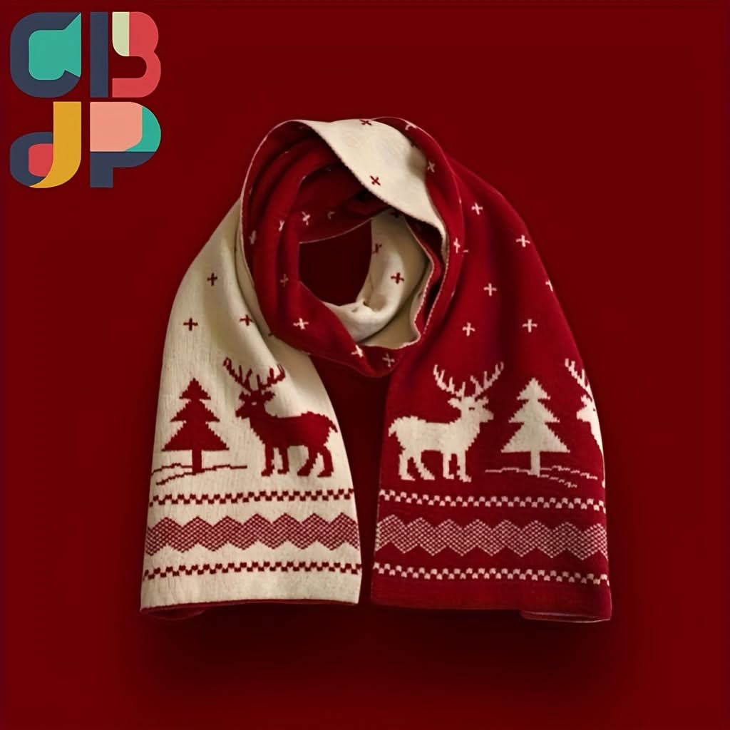 Pack of 2-Piece Christmas Knitted Scarf Set for Unisex
