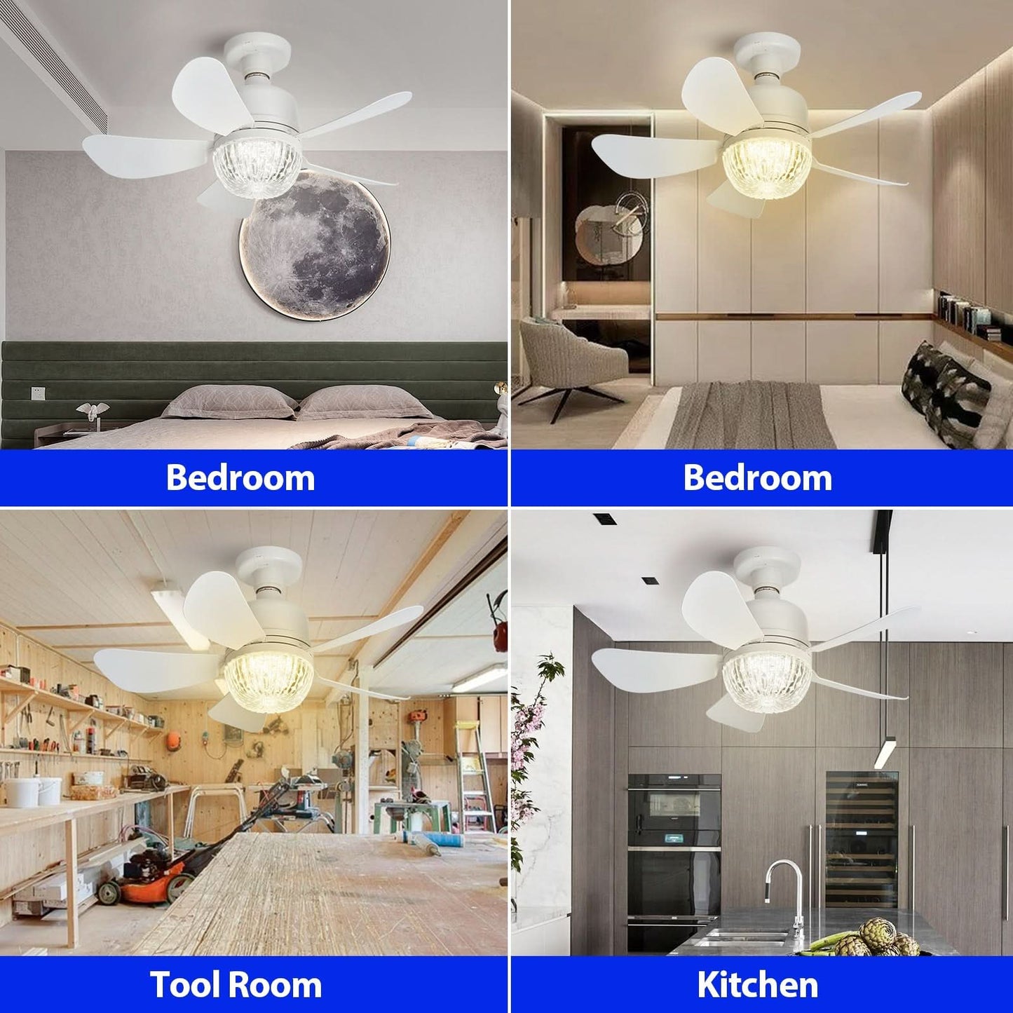 Elegant White LED Ceiling Fan with Remote – 3-Speed