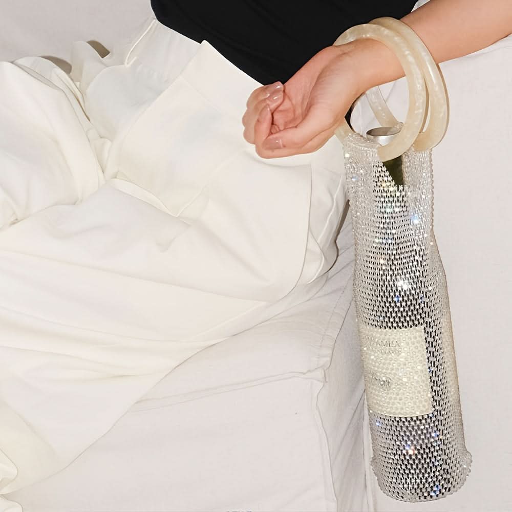 Handwoven Glitter Mesh Wristlet Evening Bag