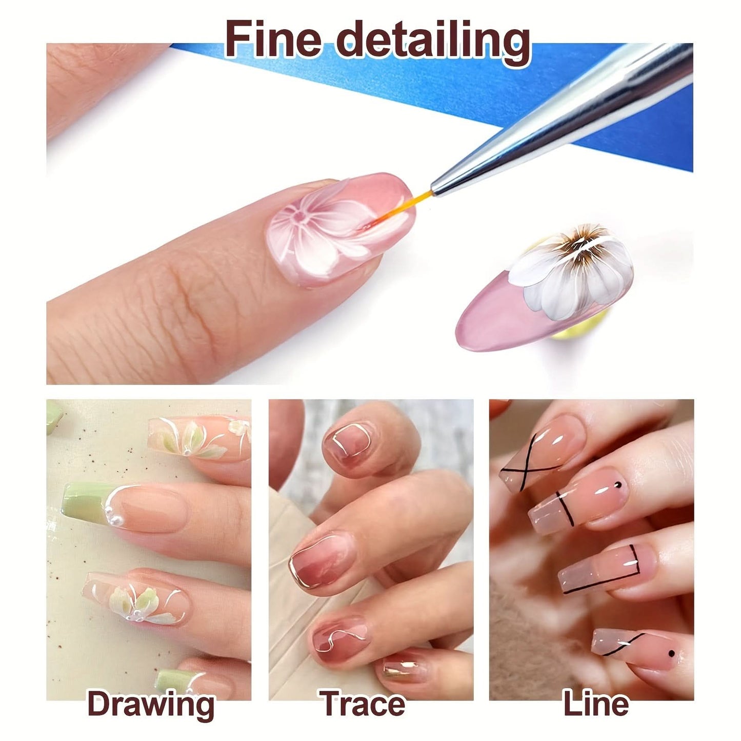 5-Piece Nail Art Liner Brush Set - Precision Design Tools