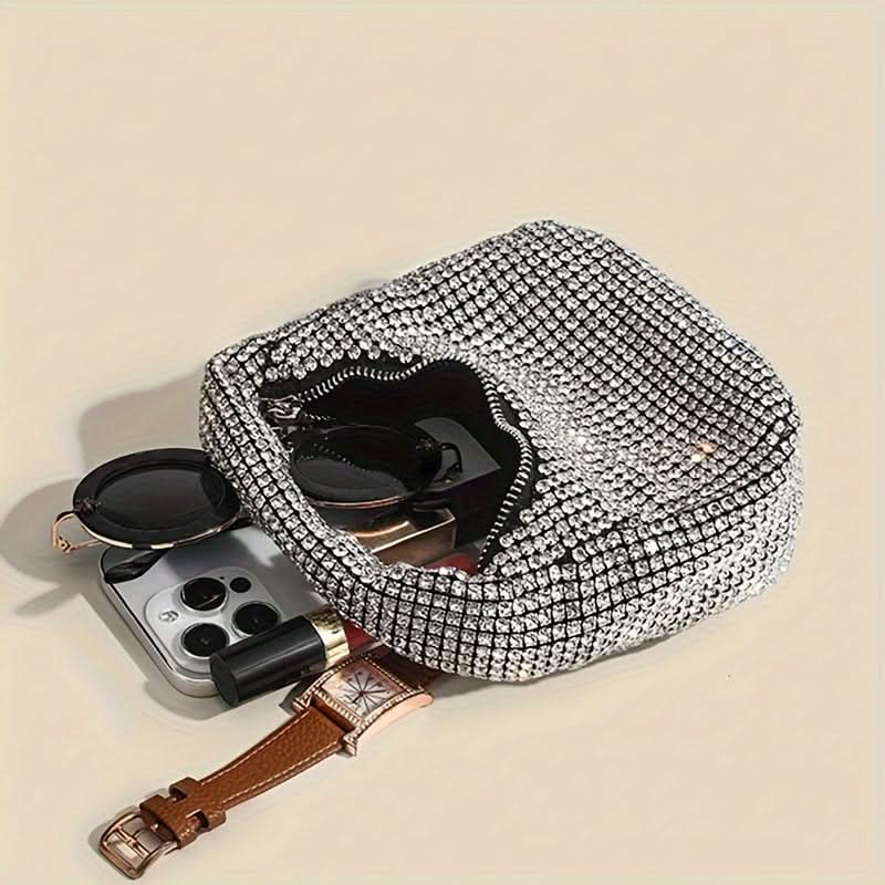 Silver Rhinestone Evening Clutch for Women