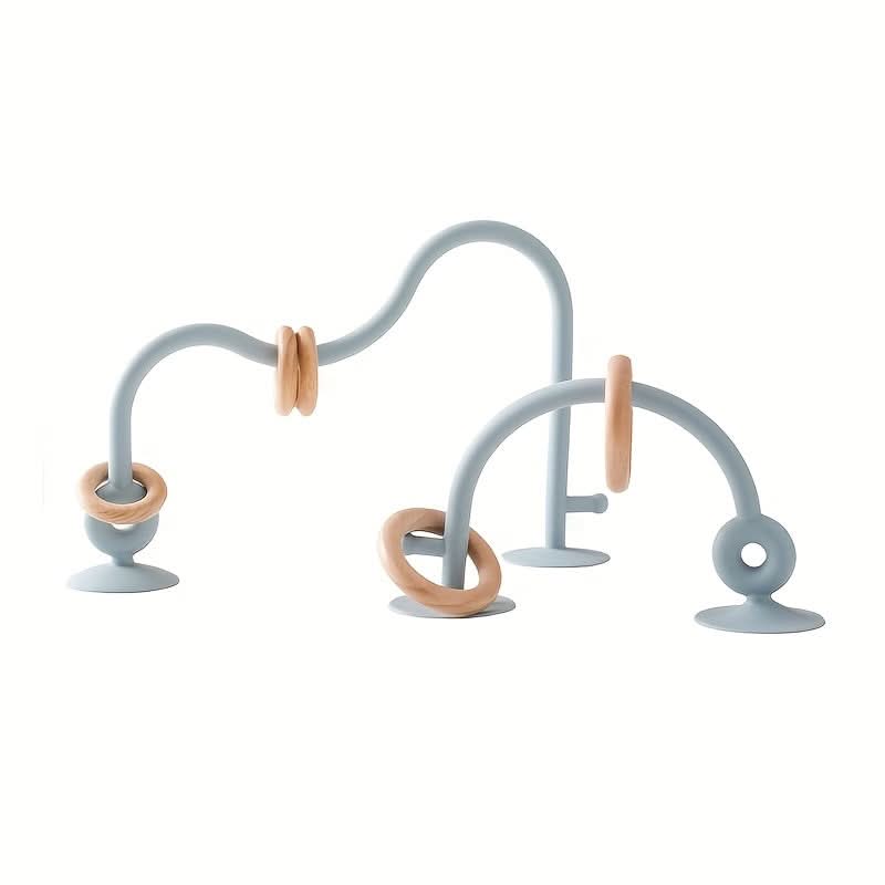 Silicone Suction Baby Arch Toy with Wooden Rings