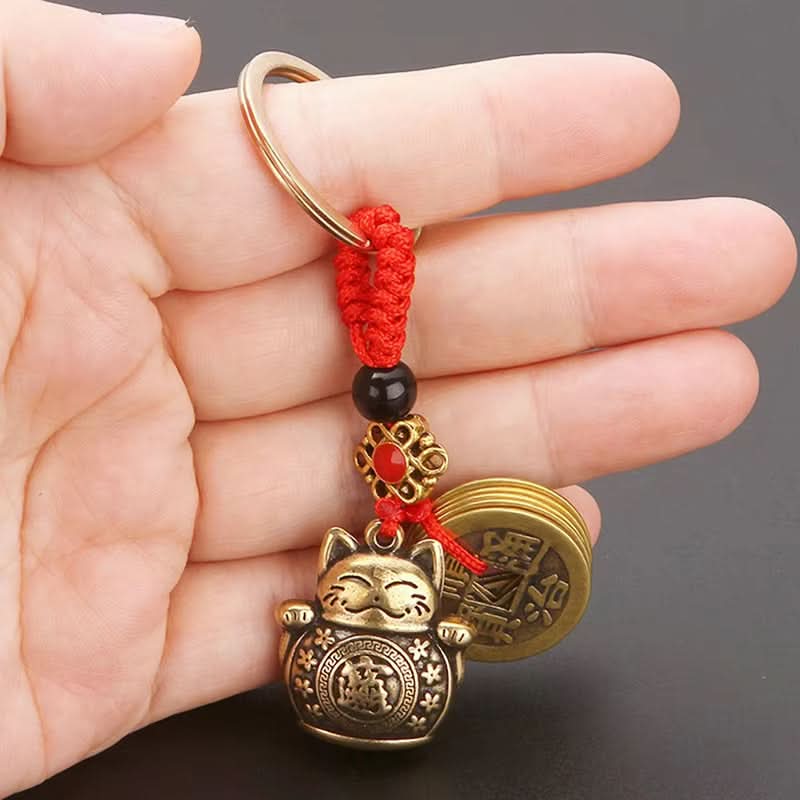Lucky Cat Keychain – Good Luck Charm Pendant for Men & Women