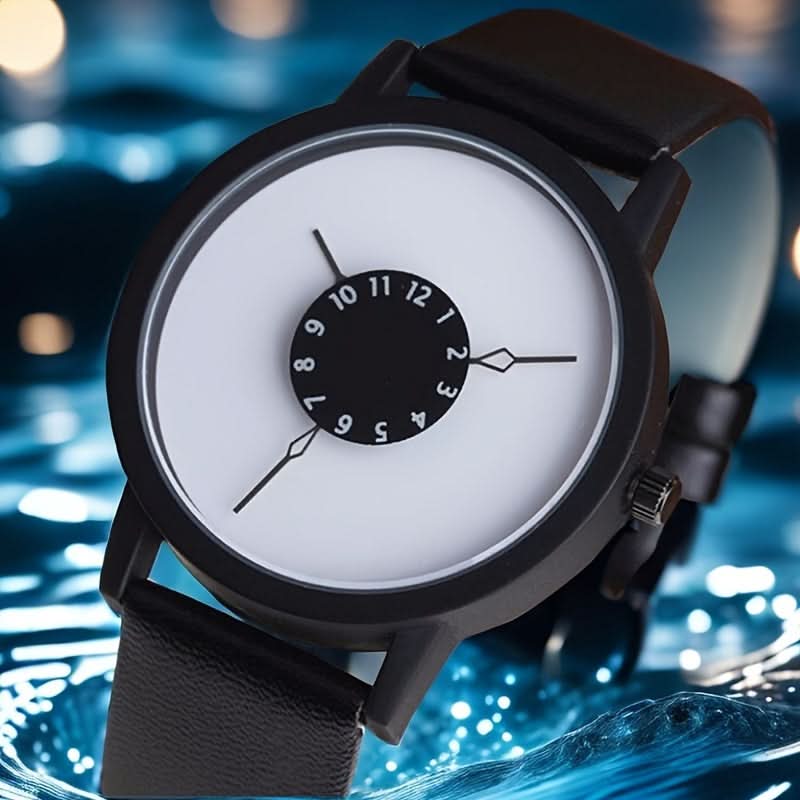 Men's Minimalist Quartz Watch – Faux Leather Strap, Casual Alloy Case