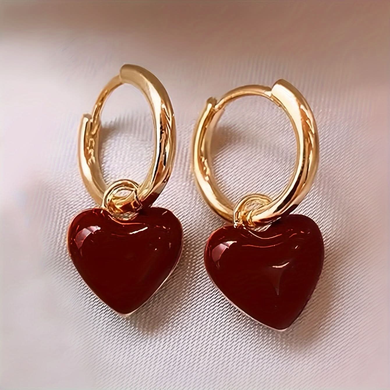 Vintage Elegance Copper Heart Drop Earrings