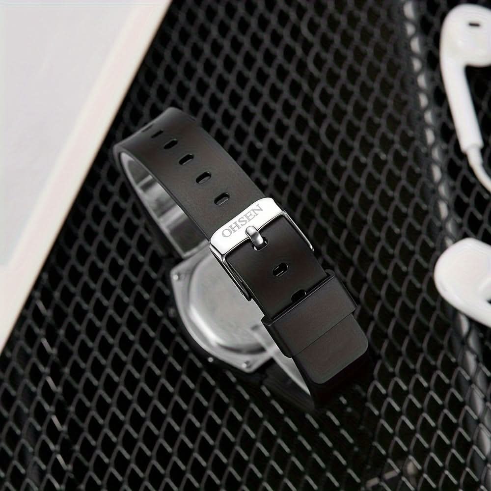 Women’s Digital Sports Watch – Luminous Display, Square Zinc Alloy Case, Silicone Strap