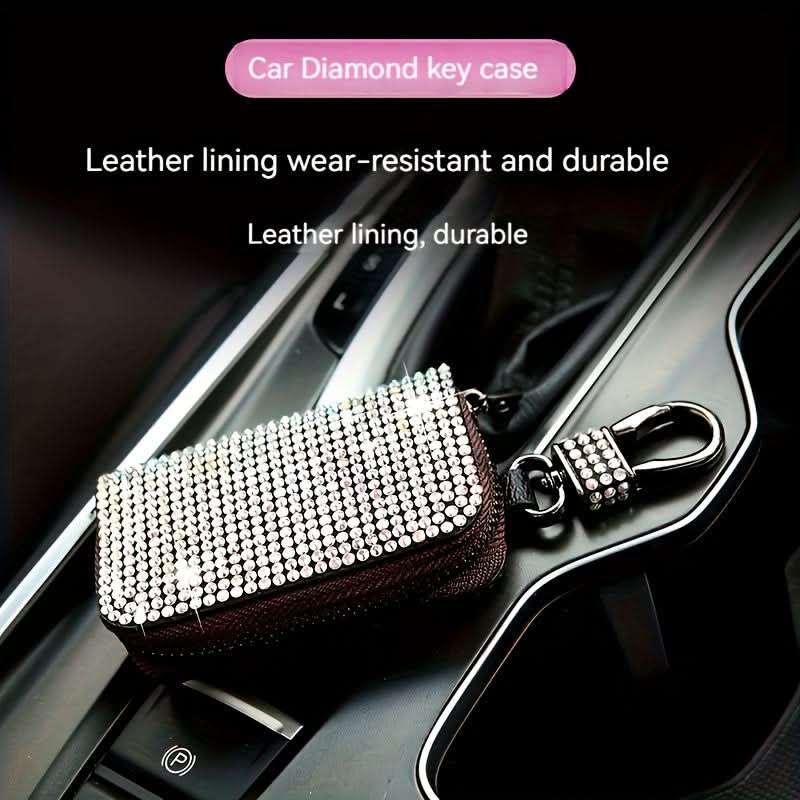 Rhinestone Car Key Case – PU Leather, Sparkling Protection