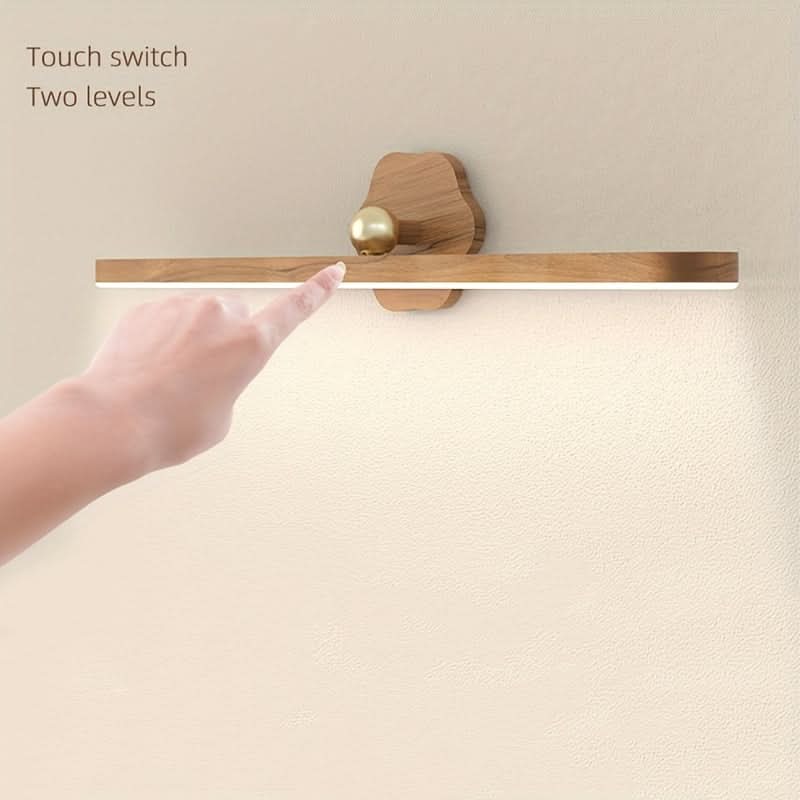 Rechargeable LED Mirror Light with Wooden Finish