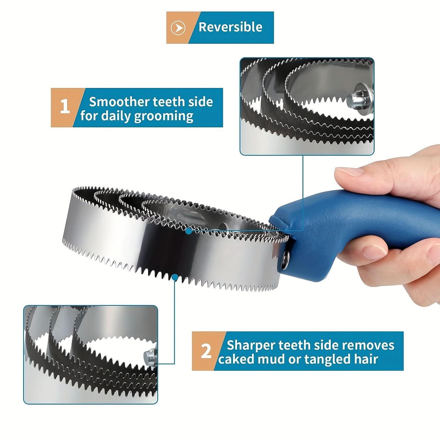 Double-Sided Stainless Steel Grooming Brush for Horses, Dogs, Cats & Farm Animals