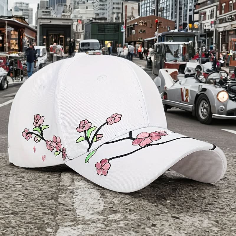 Women’s Floral Embroidered Baseball Cap – Adjustable Lightweight Polyester Hat
