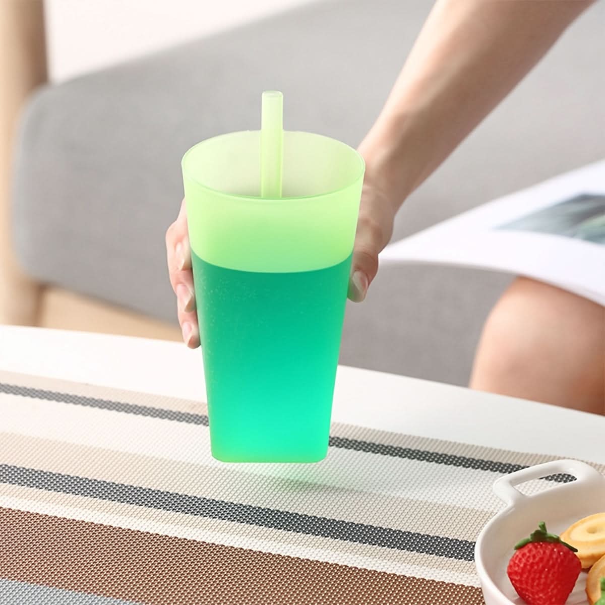 4-Pack Summer Straw Cups with Lids – 360ml Portable Juice & Water Tumblers