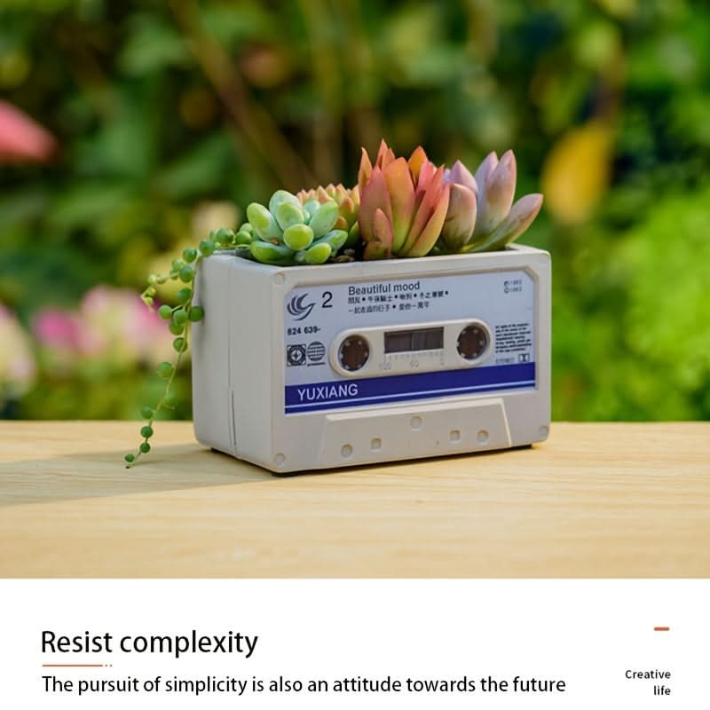 Vintage Cassette Tape Square Resin Planter Box