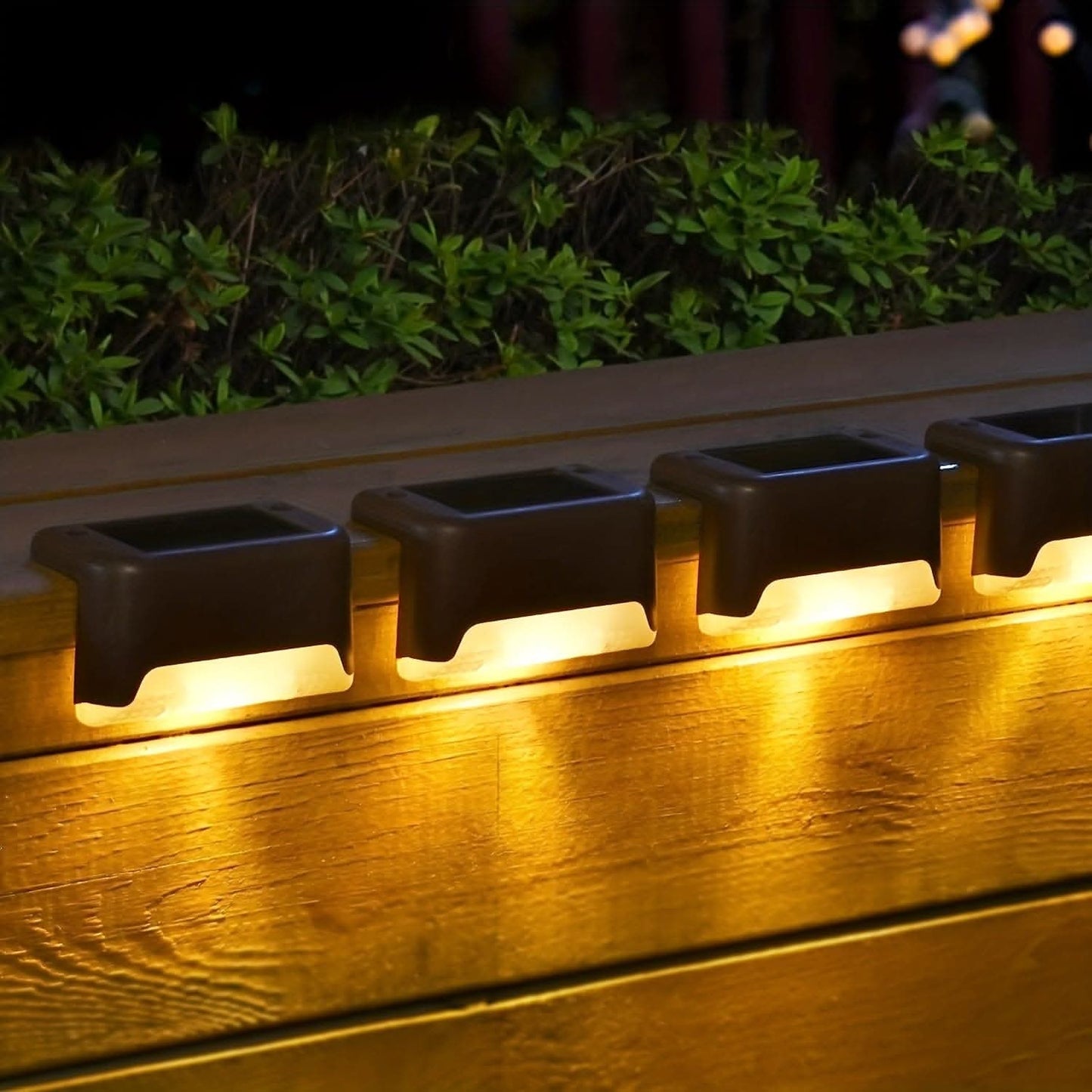 4-Pack Solar Powered Warm LED Deck Lights for Outdoor Use