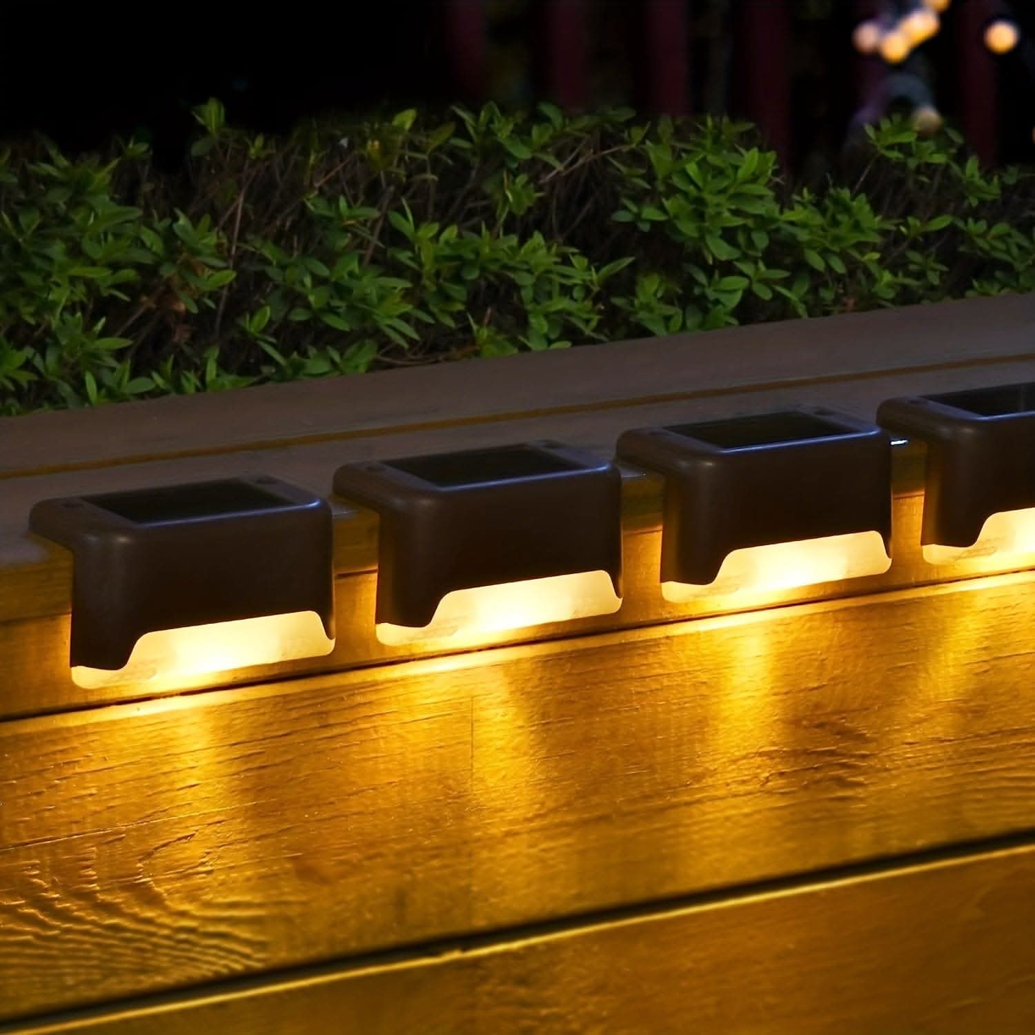4-Pack Solar Powered Warm LED Deck Lights for Outdoor Use