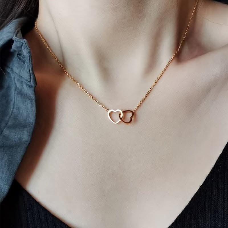 Double Heart Pendant Necklace – Minimalist Chic