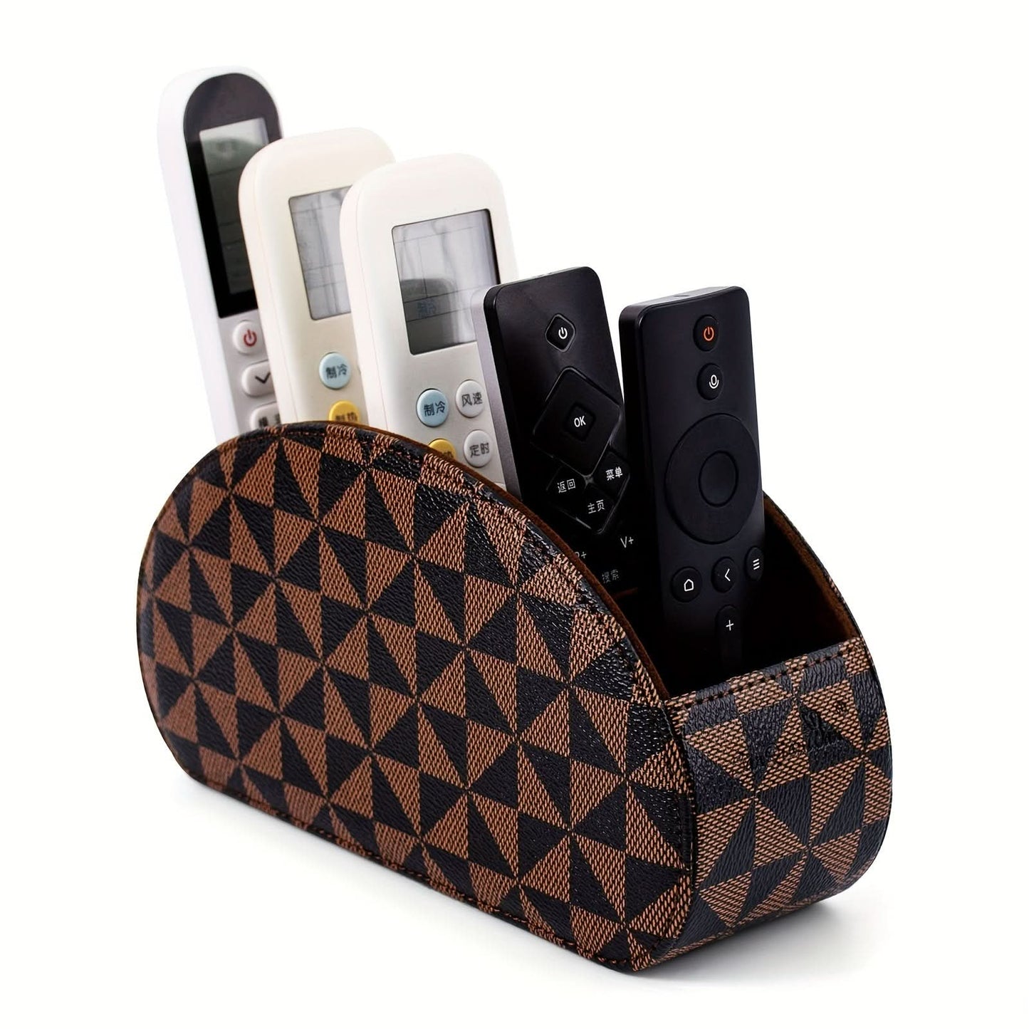 5-Compartment PU Leather Remote Organizer Box