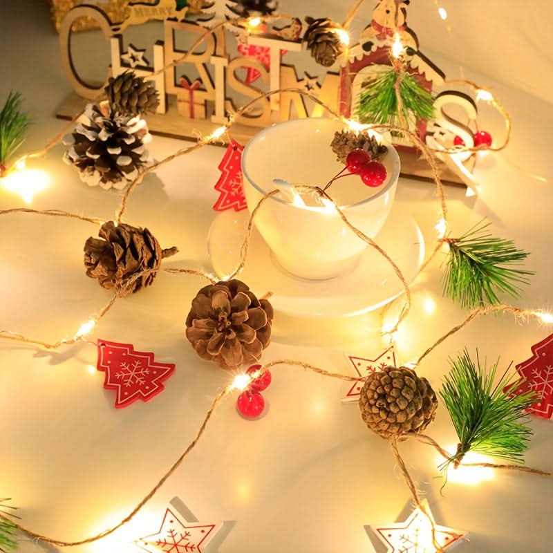 Christmas LED Decorative String Lights with Pinecones