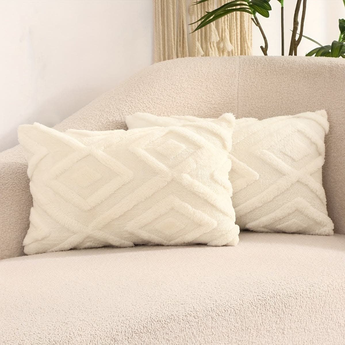 2-Piece Contemporary Knit Geometric Throw Pillow Covers
