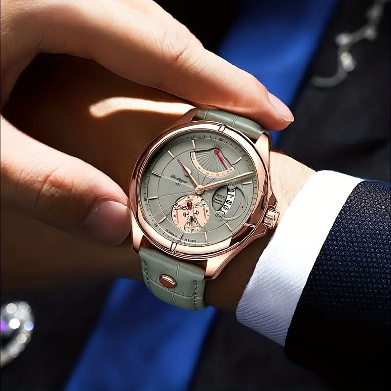 Vintage Luminous Round Quartz Watch - Classic PU Leather Strap