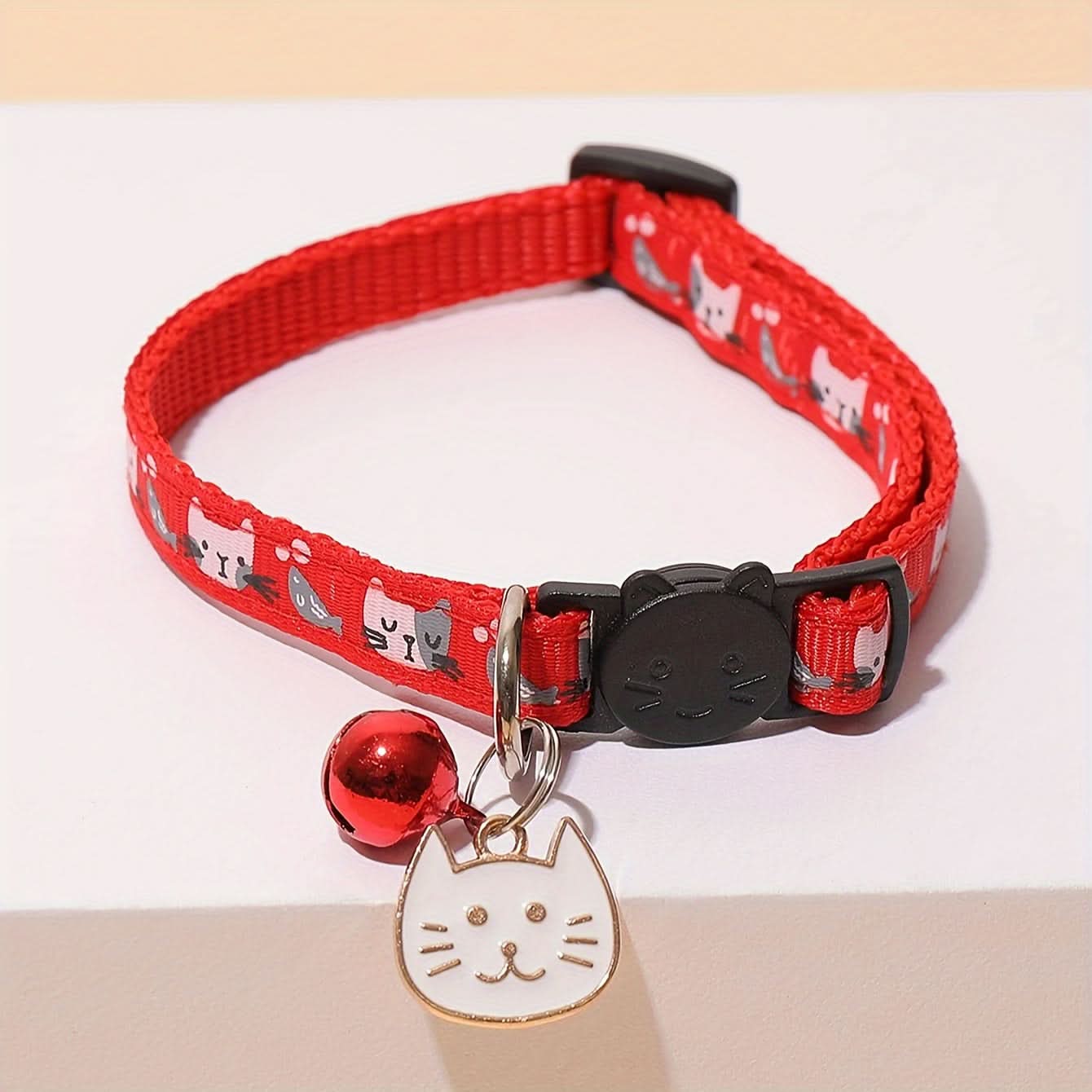 Adjustable Cartoon Pattern Cat Collar with Bell