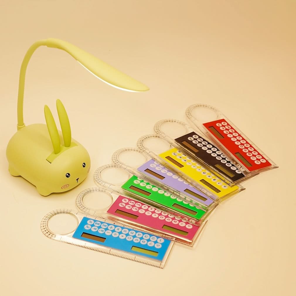 Mini 4-In-1 Solar-Powered Calculator with Ruler - LED Display