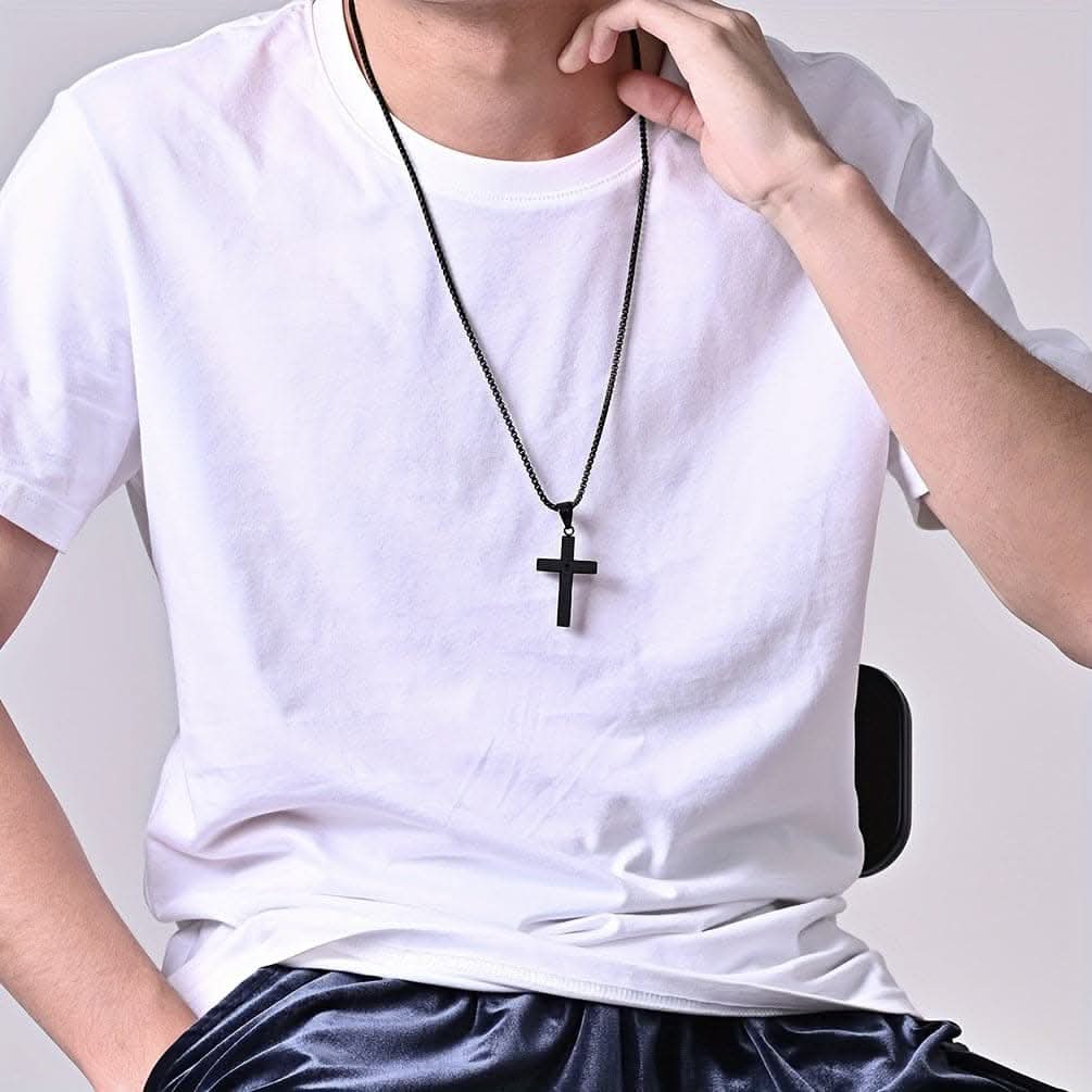 Multi-Color Titanium Steel Cross Pendant Necklace