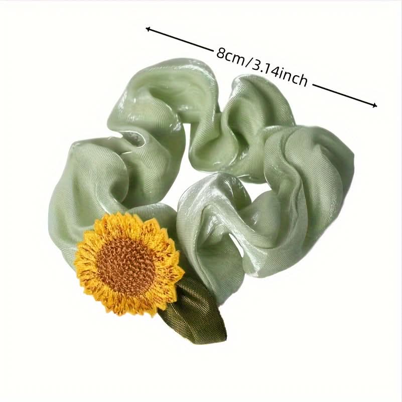 6PCS Sunflower Mesh Hair Scrunchies Set