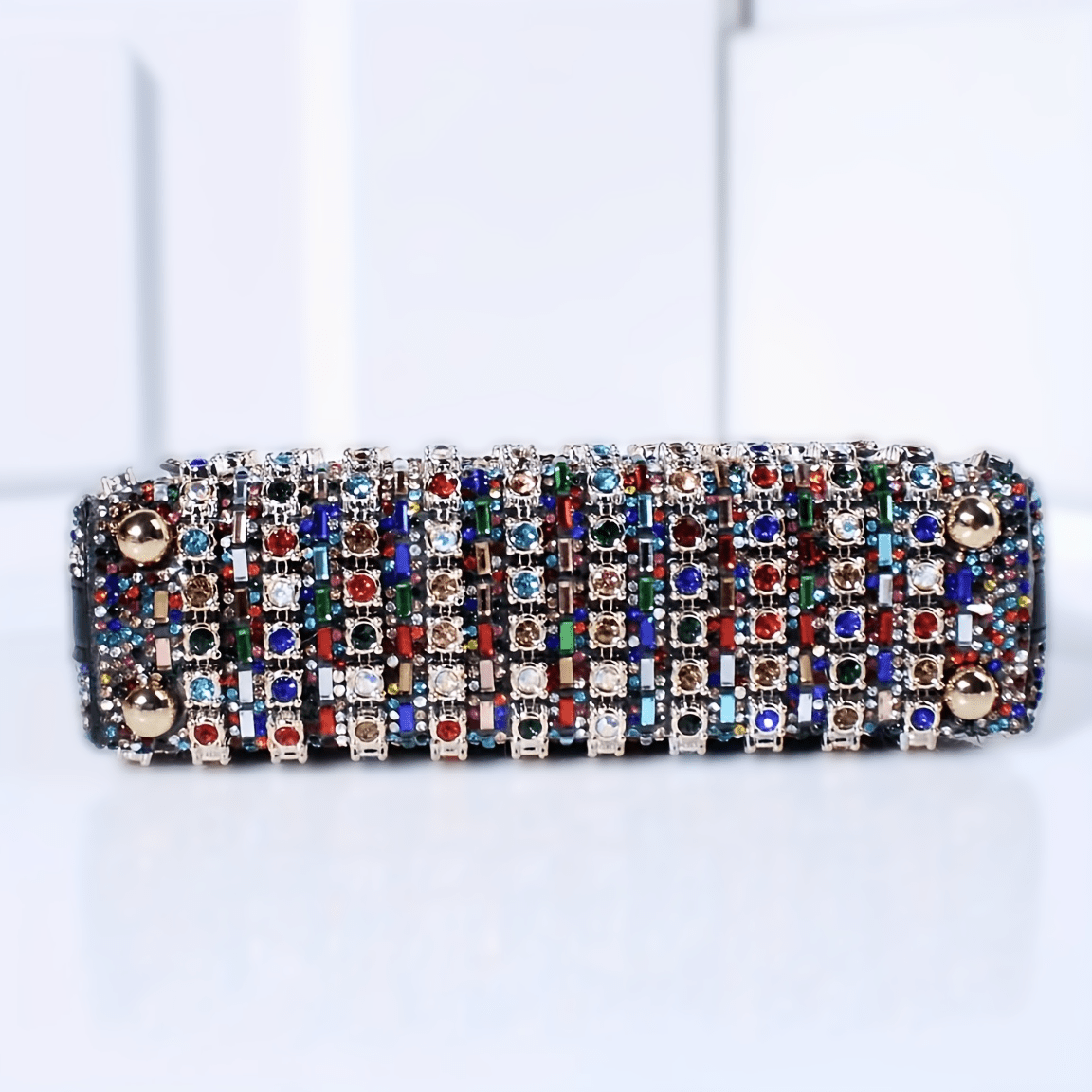 Rhinestone Stripe Evening Clutch with Strap